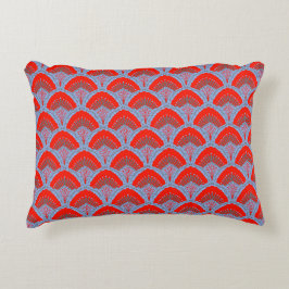 Cojín Decorativo Red Peacock Feather Accent Pillow | One Owl Artist