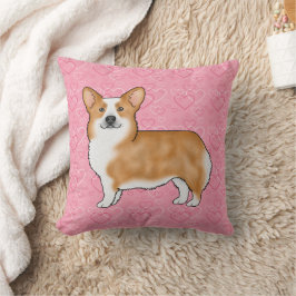 Cojín Decorativo Red Pembroke Welsh Corgi Love Heart Pattern Pink