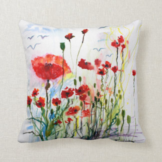 Cojín Decorativo Red Poppies Fantasy Watercolor Ginette