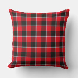Cojín Decorativo Red Ribbon and Heavy Metal Plaid Black