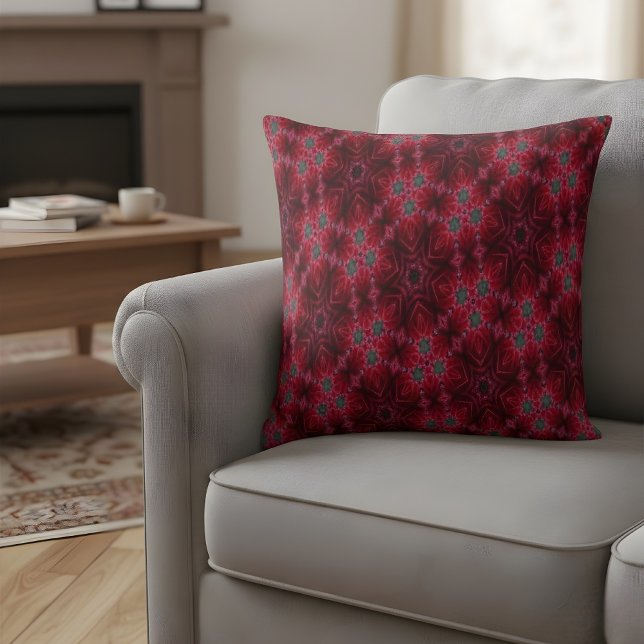 Cojín Decorativo Red Rose Kaleidoscope Floral Pattern (Subido por el creador)