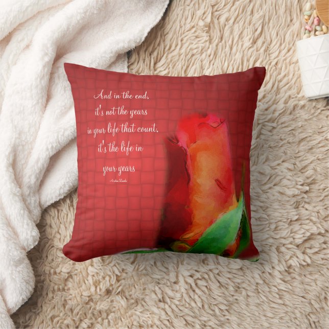 Cojín Decorativo Red Rose Life Attitude Quote Inspirational  (Manta)