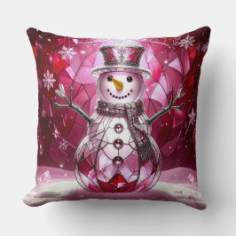 Cojín Decorativo Red Snowman Snowflakes Holiday Throw Pillow