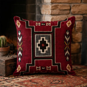 Cojín Decorativo Red Southwestern Geometric Bold Black, Cream & Gol