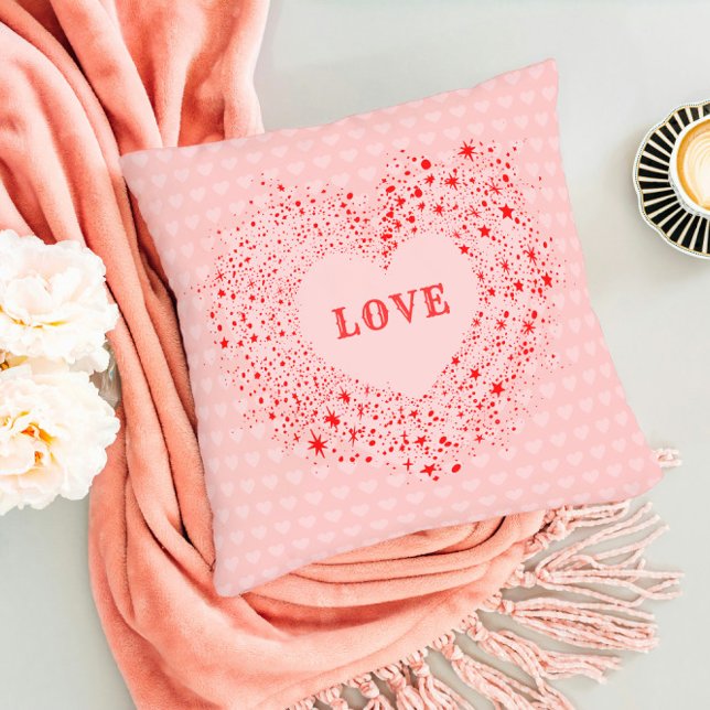 Cojín Decorativo Red Sparkles Valentine Heart Text Love (Subido por el creador)