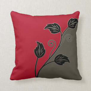 Cojín Decorativo Red Taupe Black Leafy Vine Floral