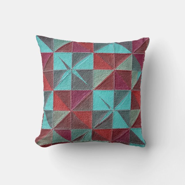 Cojín Decorativo red, teal, purple, and gray quilt (Anverso)