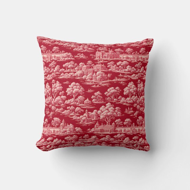 Cojín Decorativo Red Toile de Jouy (Anverso)