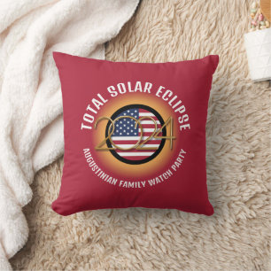 Cojín Decorativo Red USA Souvenir 2024 TOTAL SOLAR ECLIPSE Family