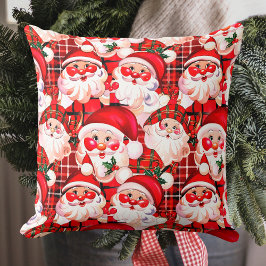 Cojín Decorativo Red Vintage Santa Claus Tartan Plaid Navidades