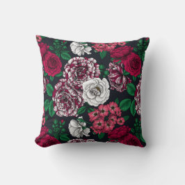 Cojín Decorativo Red, white and bi-color roses with green leaves on