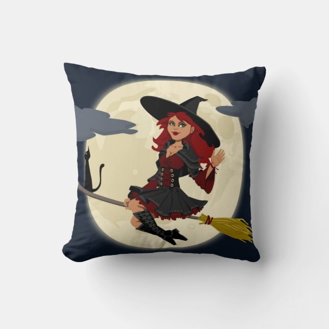 COJÍN DECORATIVO REDHEADED HALLOWEEN WITCH (Anverso)