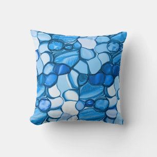 Cojín Decorativo Redondo como piedras en tonos similares al azul re