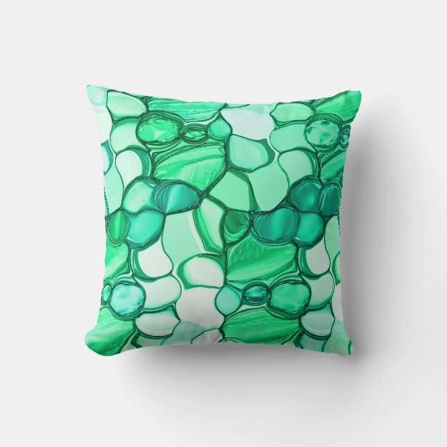 Cojín Decorativo Redondo como piedras en tonos verde claro a menta (Anverso)