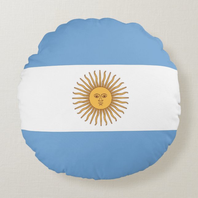 Cojín decorativo redondo con bandera de Argentina (Anverso)