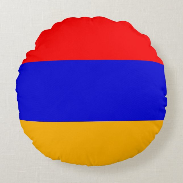 Cojín decorativo redondo con bandera de Armenia (Anverso)