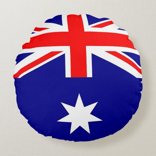 Cojín decorativo redondo con bandera de Australia (Anverso)