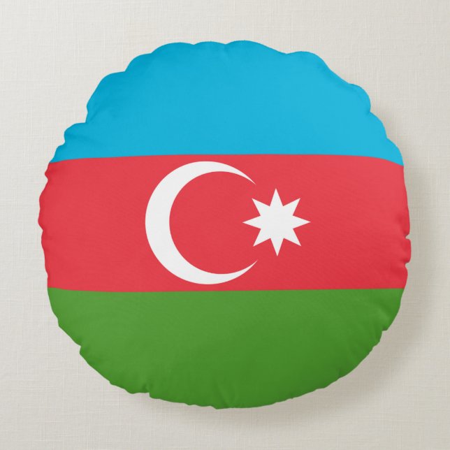 Cojín decorativo redondo con bandera de Azerbaiyán (Anverso)