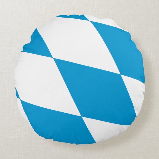 Cojín decorativo redondo con bandera de Baviera (Anverso)