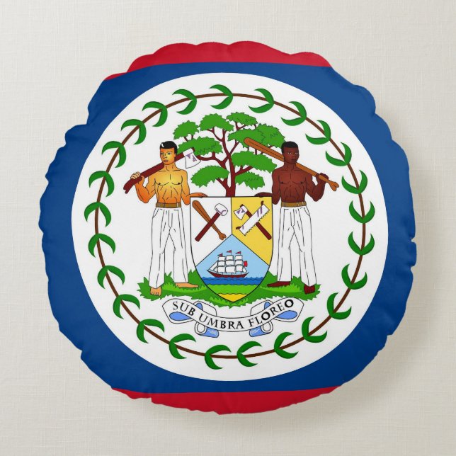 Cojín decorativo redondo con bandera de Belice (Anverso)
