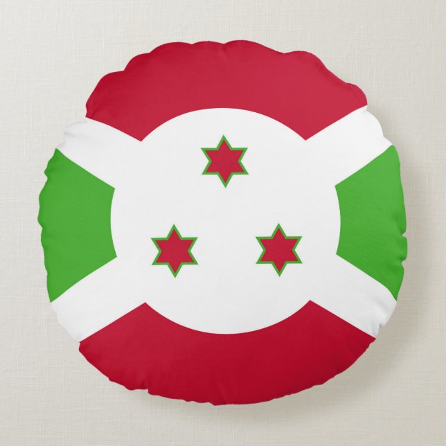 Cojín decorativo redondo con bandera de Burundi (Anverso)