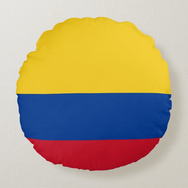 Cojín decorativo redondo con bandera de Colombia (Anverso)