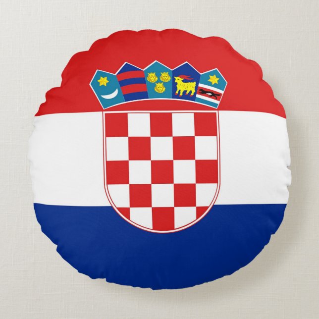 Cojín decorativo redondo con bandera de Croacia (Anverso)