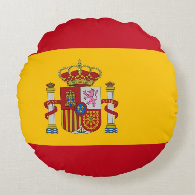 Cojín decorativo redondo con bandera de España (Anverso)