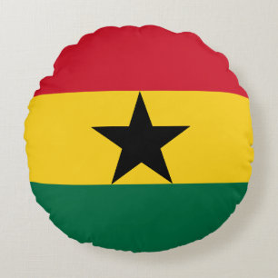 Cojín decorativo redondo con bandera de Ghana