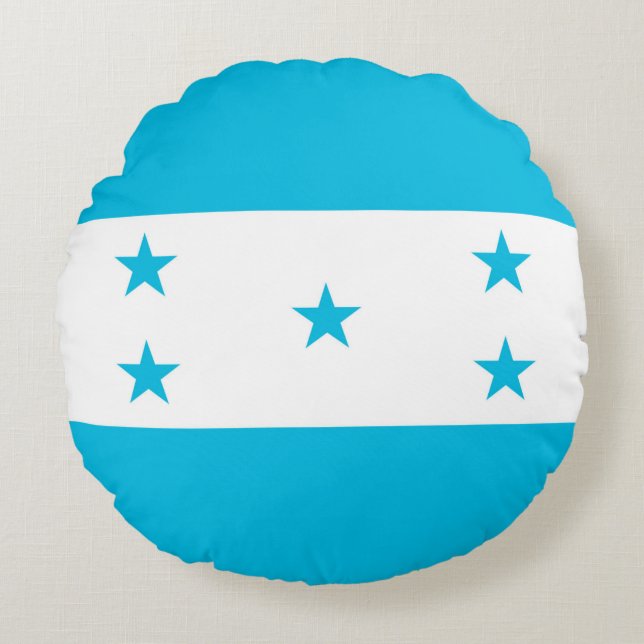 Cojín decorativo redondo con bandera de Honduras (Anverso)