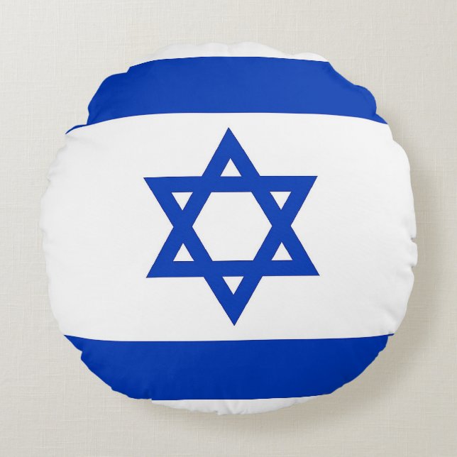 Cojín decorativo redondo con bandera de Israel (Anverso)