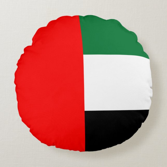Cojín decorativo redondo con bandera de los EAU (Anverso)
