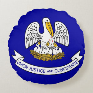 Cojín decorativo redondo con bandera de Luisiana, 