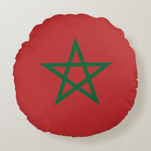 Cojín decorativo redondo con bandera de Marruecos