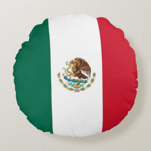 Cojín decorativo redondo con bandera de México