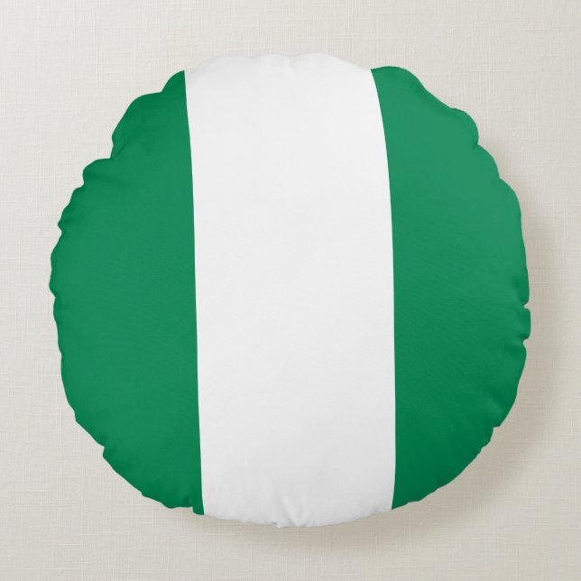 Cojín decorativo redondo con bandera de Nigeria (Anverso)