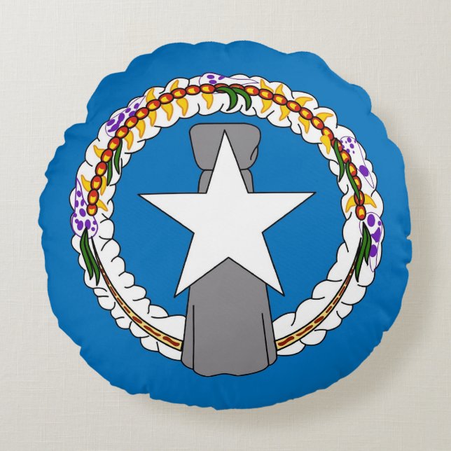 Cojín decorativo redondo con bandera del norte de  (Anverso)