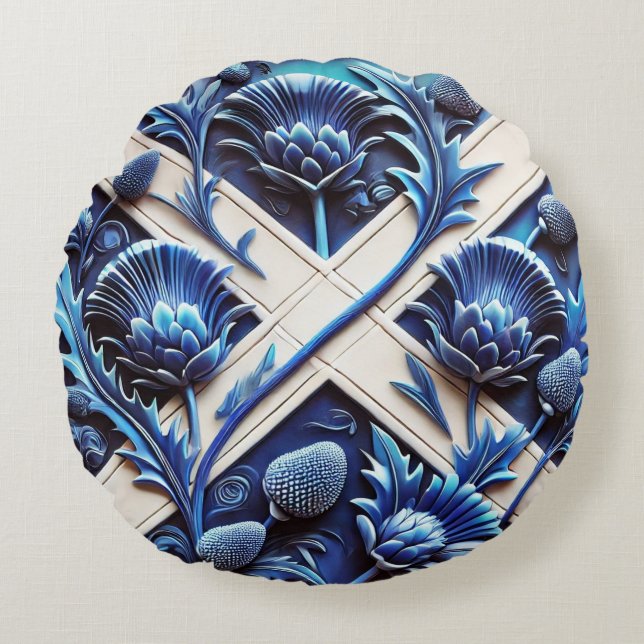 Cojín decorativo redondo con diseño de fragmentos  (Anverso)