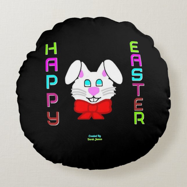 Cojín decorativo redondo conejo de Pascua (Anverso)