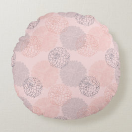 Cojín decorativo redondo Dahlias rosa y azul