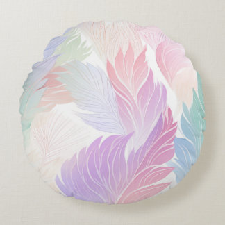 Cojín decorativo redondo de 16", hojas Pastel