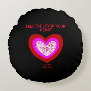 Cojín decorativo redondo de corazón alegre