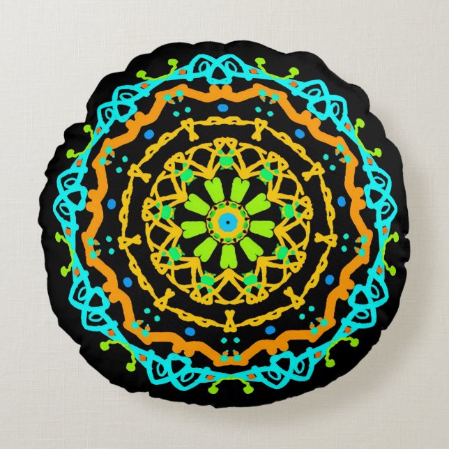 Cojín decorativo redondo de excito floral (Anverso)