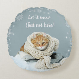 Cojín decorativo redondo de gato de nieve