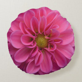 Cojín decorativo redondo de la dalia rosada