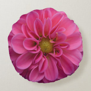 Cojín decorativo redondo de la dalia rosada