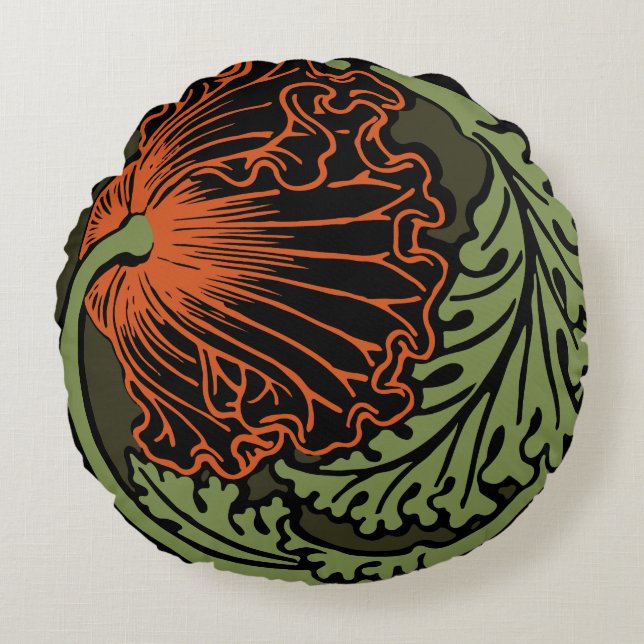 Cojín decorativo redondo de la ilustración de la (Anverso)