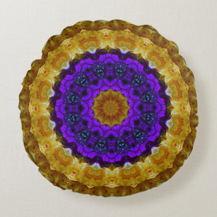Cojín decorativo redondo de la mandala floral del