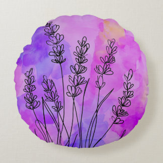 Cojín decorativo redondo de lavanda abstracta