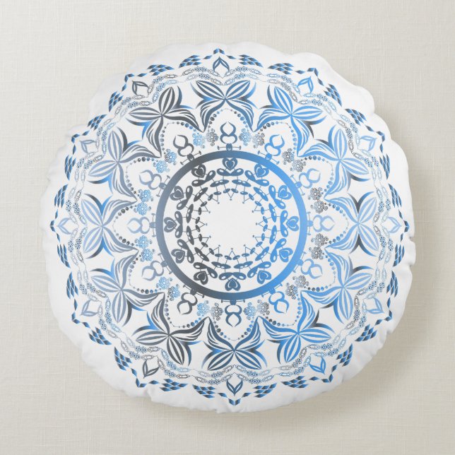 Cojín decorativo redondo de Mandala - (Anverso)